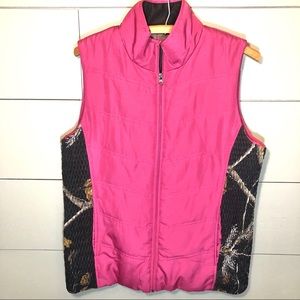 Bright pink and Camouflage Zippered Vest Women's Medium